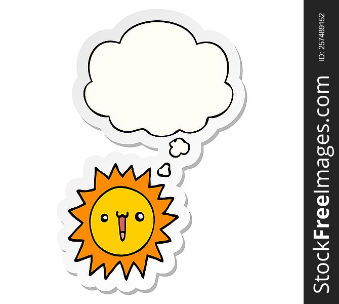 cartoon sun with thought bubble as a printed sticker