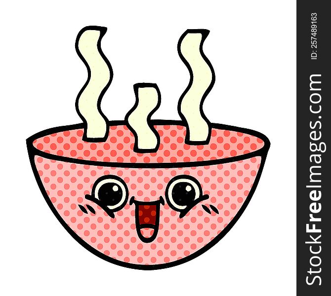 Comic Book Style Cartoon Bowl Of Hot Soup