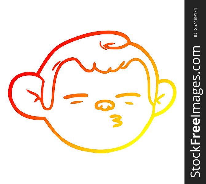 warm gradient line drawing of a cartoon monkey face