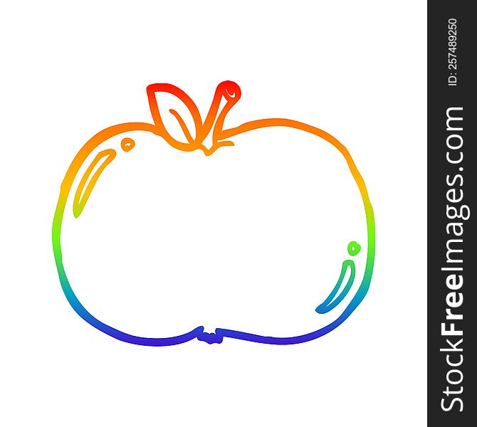rainbow gradient line drawing of a cartoon apple