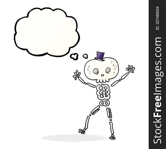 freehand drawn thought bubble cartoon dancing skeleton