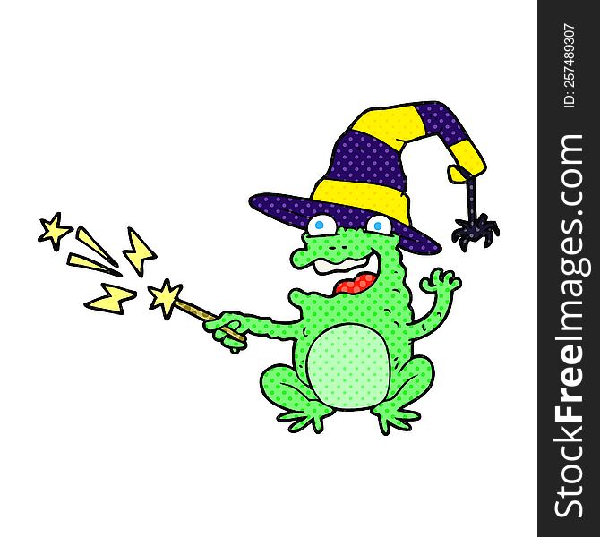 freehand drawn cartoon toad casting spell