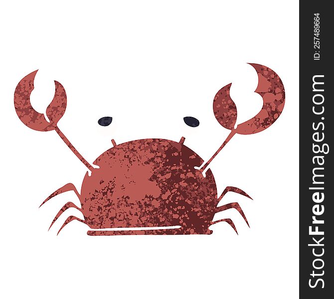 Quirky Retro Illustration Style Cartoon Happy Crab