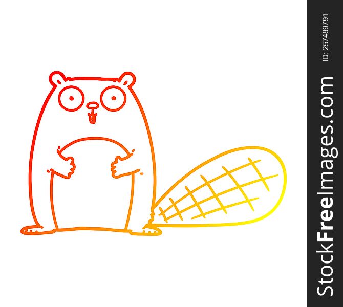 Warm Gradient Line Drawing Cartoon Beaver