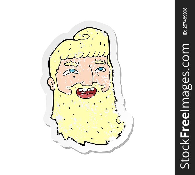 Retro Distressed Sticker Of A Cartoon Man With Beard Laughing