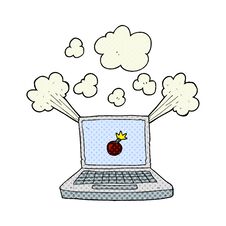 Cartoon Laptop Computer With Bomb Symbol Royalty Free Stock Photography