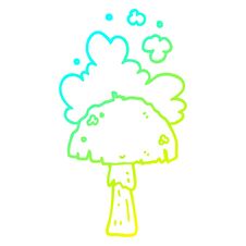 Free Cold Gradient Line Drawing Cartoon Mushroom With Spore Cloud Stock Image - 257497141