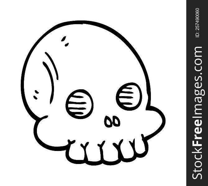 Line Drawing Cartoon Halloween Skull