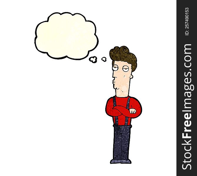 Cartoon Unimpressed Man With Thought Bubble