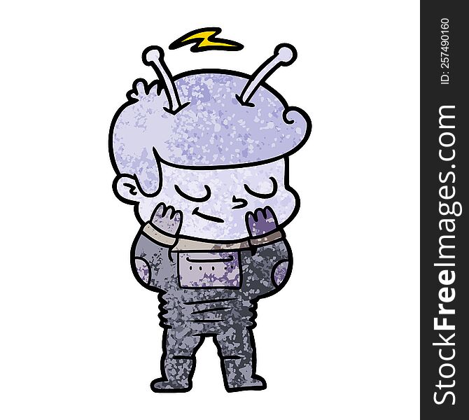 bashful cartoon spaceman. bashful cartoon spaceman