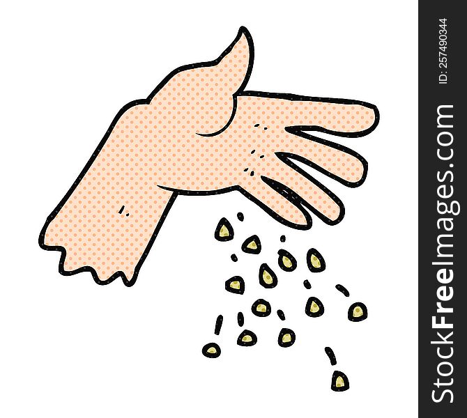 Cartoon Hand Spreading Seeds