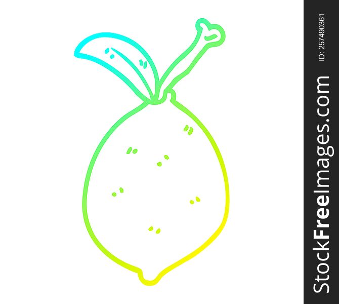 Cold Gradient Line Drawing Cartoon Lime Fruit