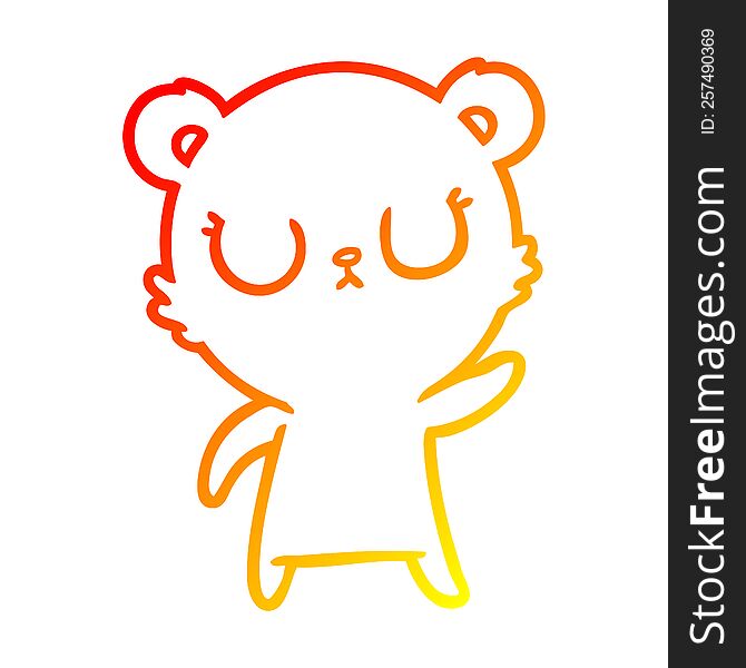 Warm Gradient Line Drawing Peaceful Cartoon Bear