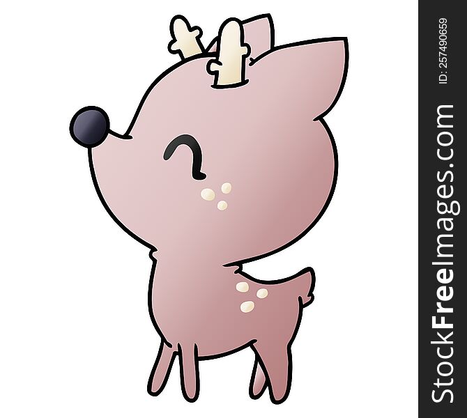 Gradient Cartoon Of  Kawaii Cute Deer