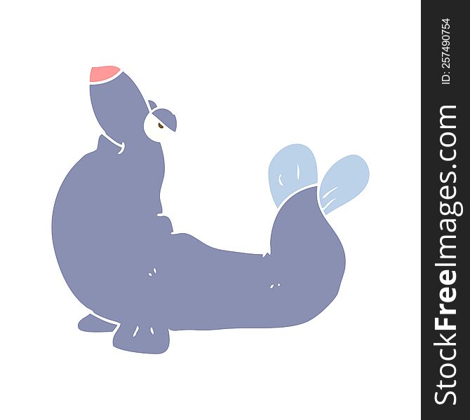 Flat Color Illustration Of A Cartoon Proud Seal