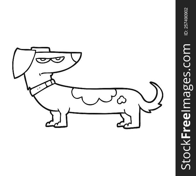 freehand drawn black and white cartoon annoyed dog
