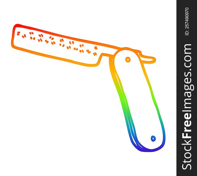 rainbow gradient line drawing of a cartoon cut throat razor