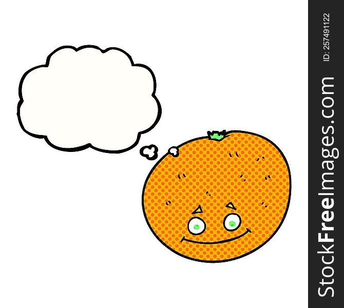 freehand drawn thought bubble cartoon orange
