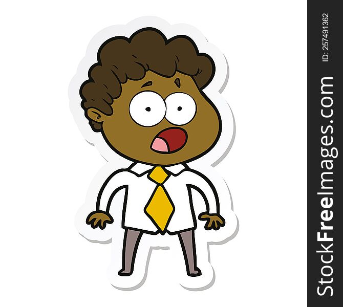 Sticker Of A Cartoon Man Gasping In Surprise