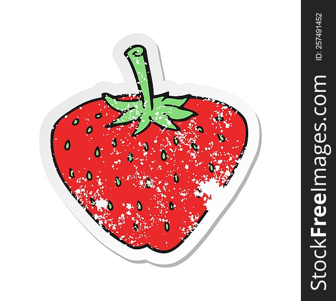 retro distressed sticker of a cartoon strawberry