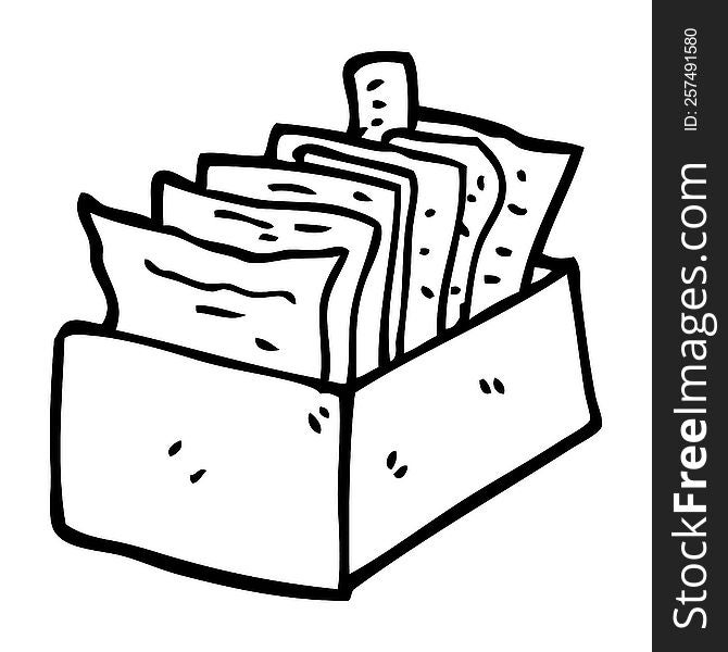 Line Drawing Cartoon Box Of Files