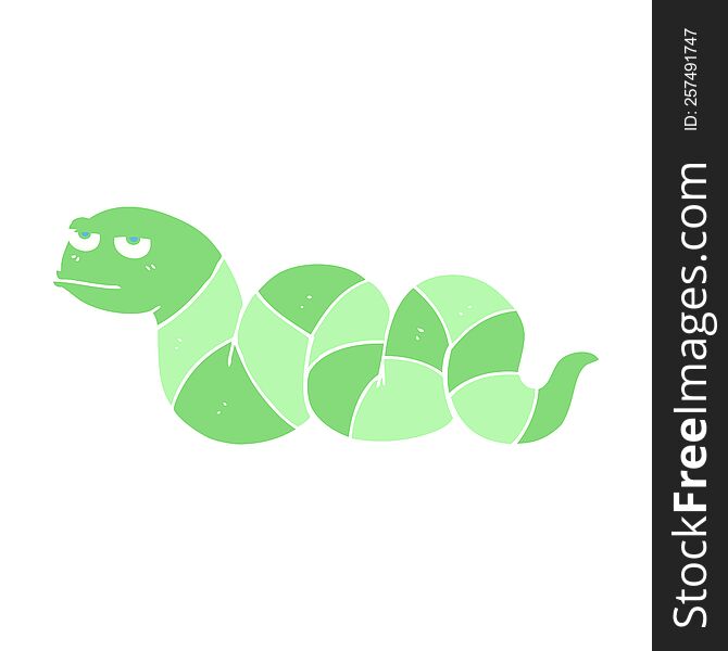 Flat Color Illustration Of A Cartoon Bored Snake