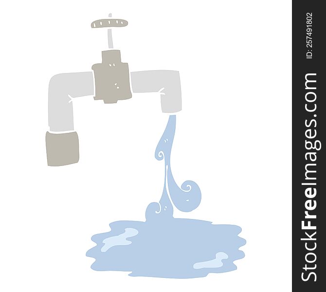 flat color illustration of running faucet. flat color illustration of running faucet