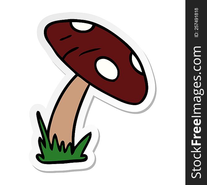 hand drawn sticker cartoon doodle of a toad stool