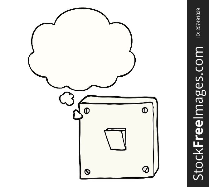 cartoon light switch and thought bubble