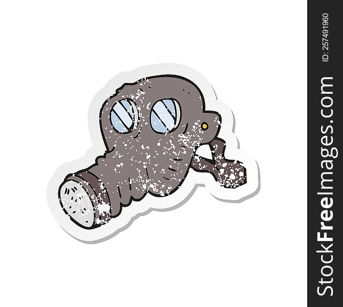 Retro Distressed Sticker Of A Cartoon Gas Mask