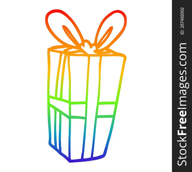 Rainbow Gradient Line Drawing Cartoon Wrapped Gift