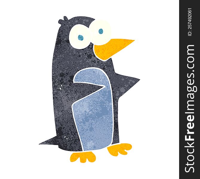 freehand retro cartoon penguin