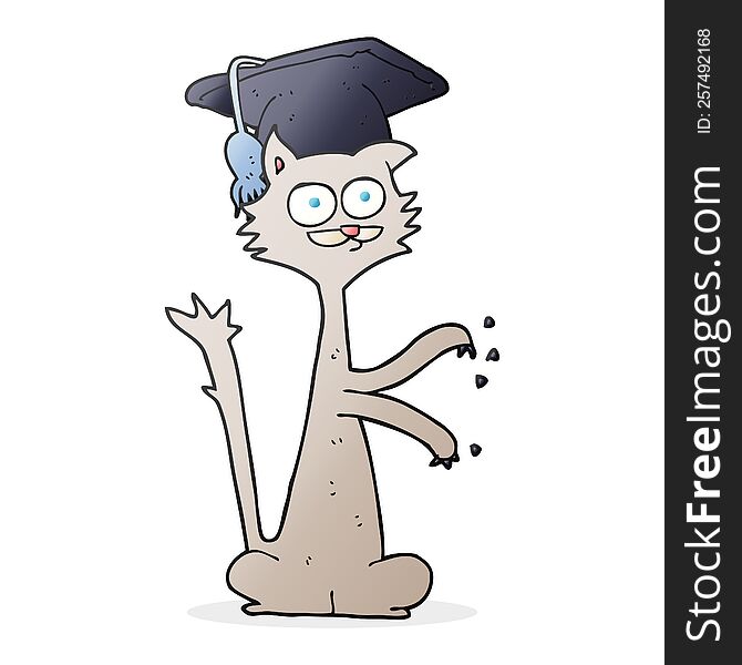 cartoon cat with graduation cap