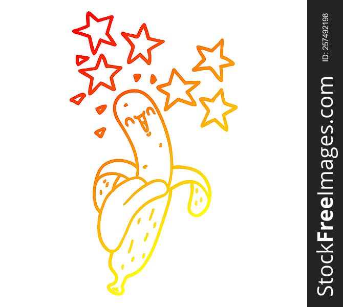Warm Gradient Line Drawing Cartoon Magic Banana