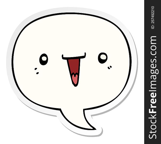 cute cartoon face with speech bubble sticker. cute cartoon face with speech bubble sticker