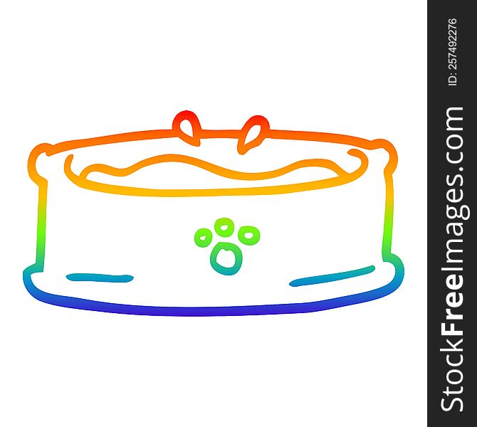 Rainbow Gradient Line Drawing Cartoon Pet Bowl