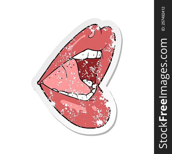 retro distressed sticker of a cartoon open mouth