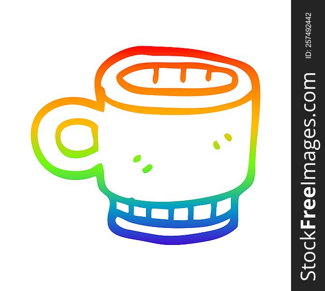 Rainbow Gradient Line Drawing Cartoon Coffee Mug