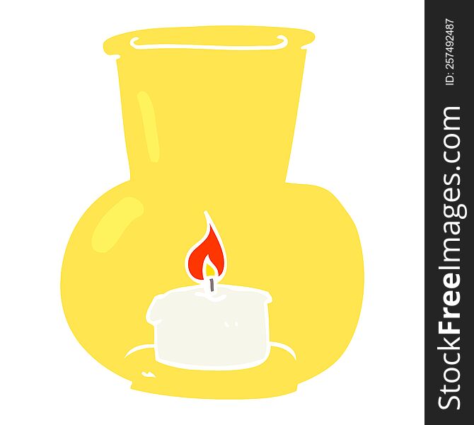 flat color illustration of old glass lantern with candle. flat color illustration of old glass lantern with candle