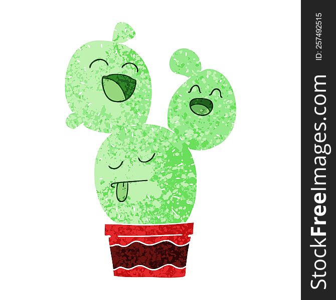 Quirky Retro Illustration Style Cartoon Cactus