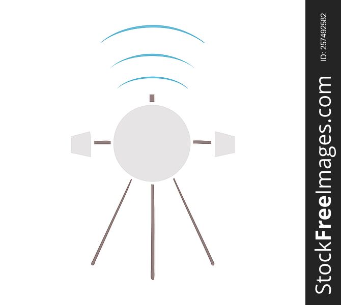 Flat Color Retro Cartoon Satellite