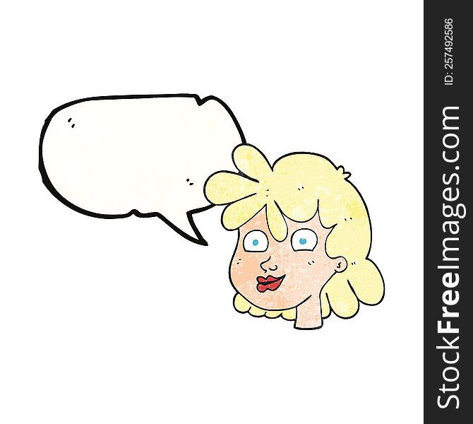 Speech Bubble Textured Cartoon Female Face