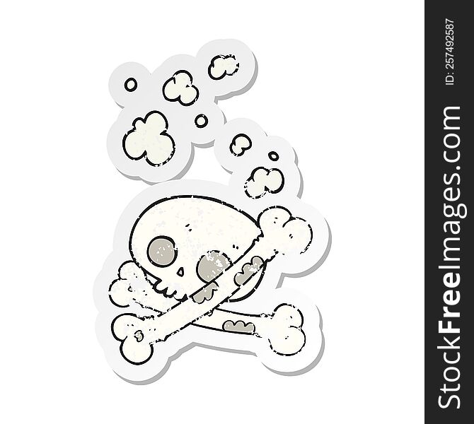 Retro Distressed Sticker Of A Cartoon Old Pile Of Bones
