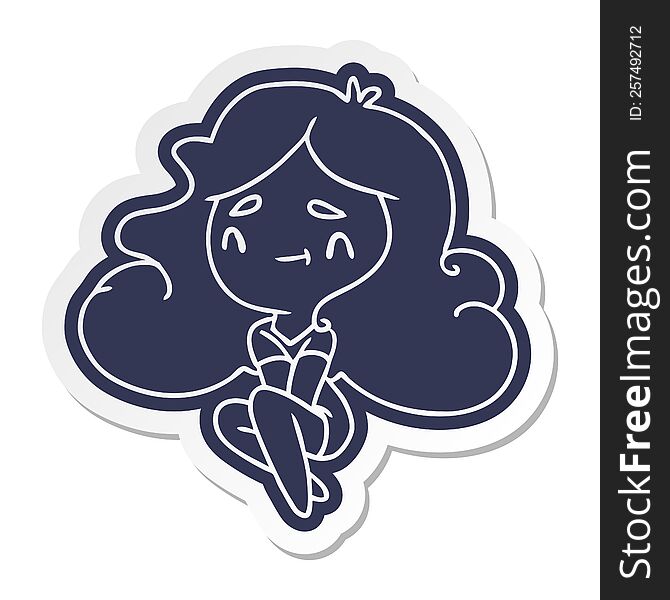 cartoon sticker of a cute kawaii girl