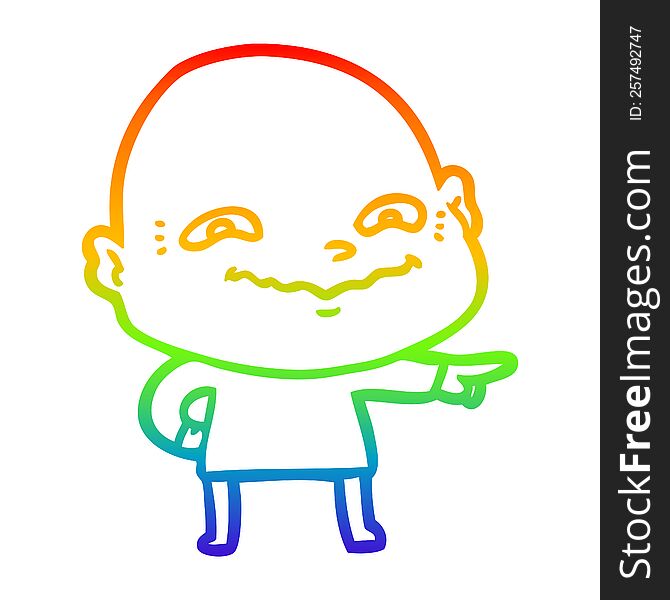 rainbow gradient line drawing of a cartoon creepy guy