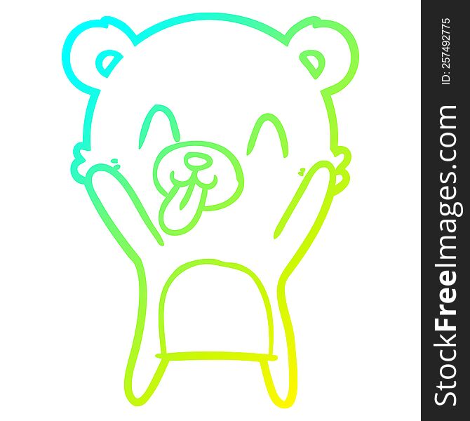 cold gradient line drawing of a rude cartoon bear