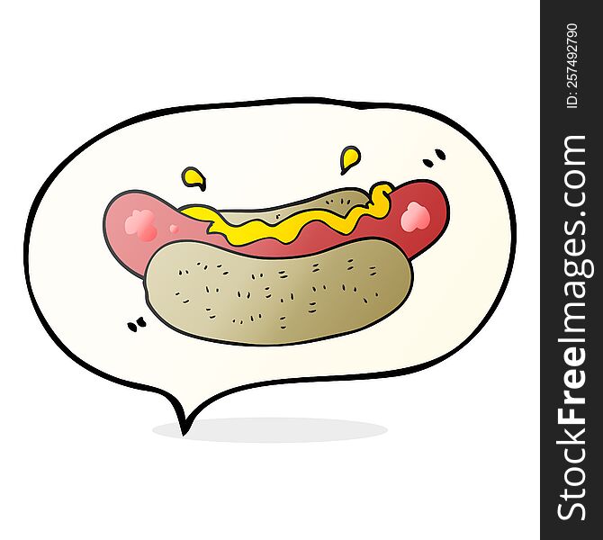 freehand drawn speech bubble cartoon hotdog