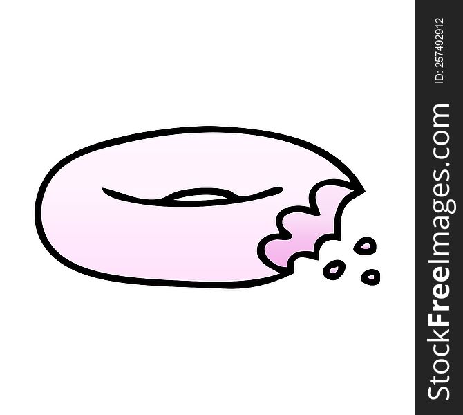 gradient shaded quirky cartoon bitten donut. gradient shaded quirky cartoon bitten donut