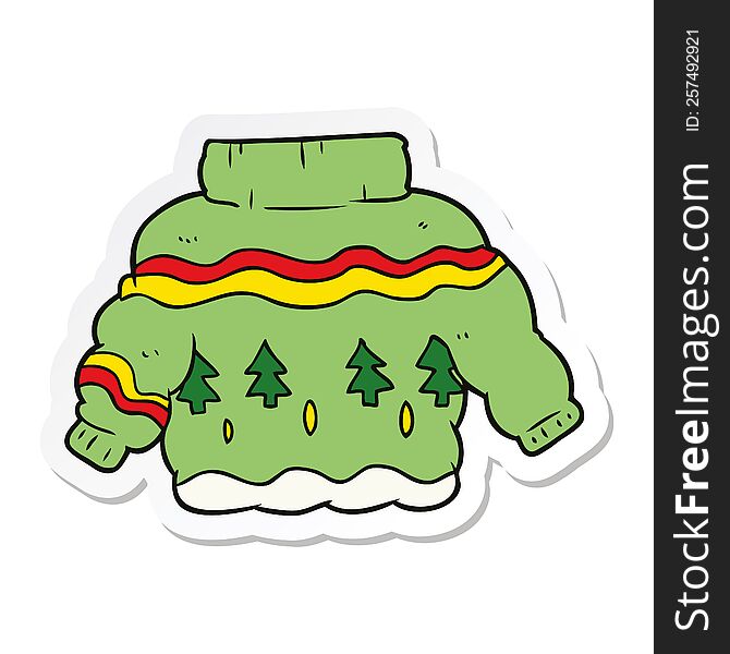 sticker of a cartoon christmas jumper