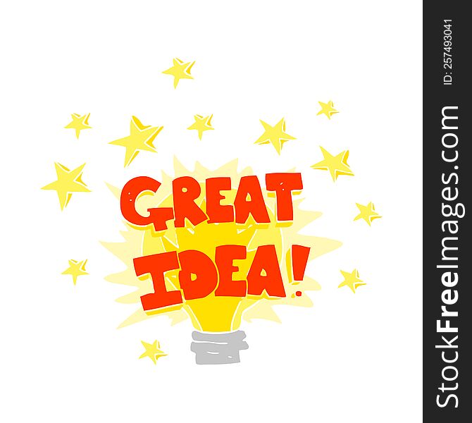 flat color illustration of a cartoon great idea light bulb symbol